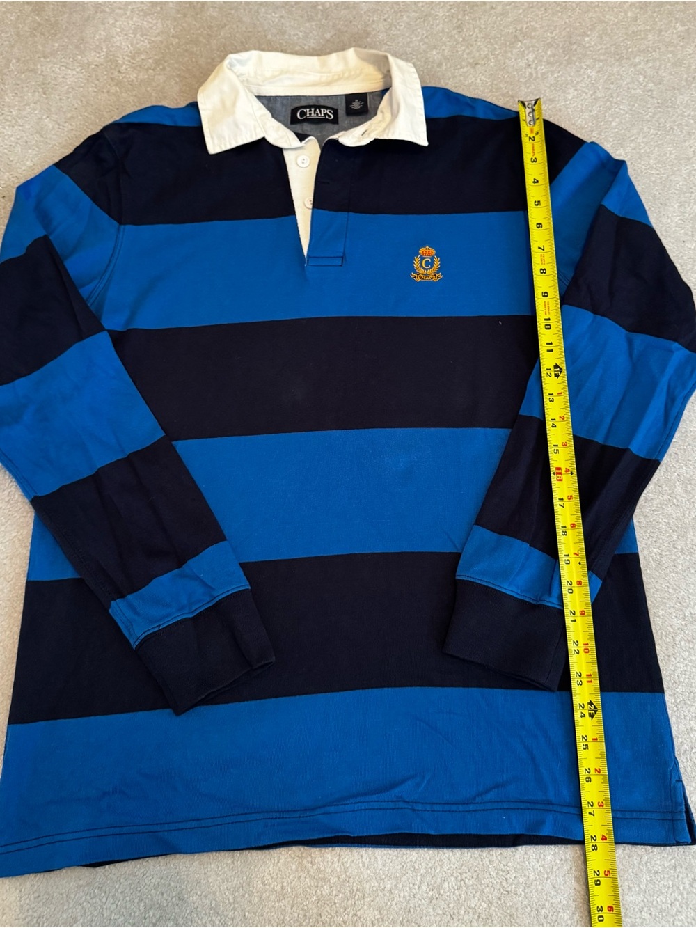 Chaps Blue & Navy Striped Long-Sleeve Rugby Shirt